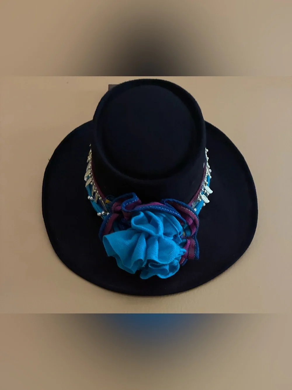 Ramirez Black Cowboy Hat w/ Colorful Bow/Ribbon & Accents, Sz. 6 7/8